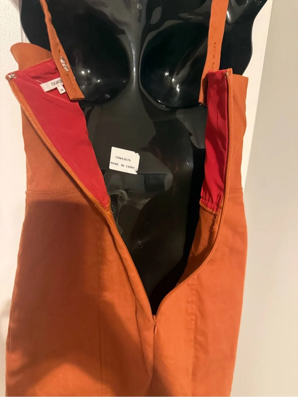 Tularosa Janis Rust Orange Cotton Blend Lace Up Corset Mini Dress Sz XS